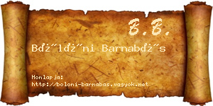 Bölöni Barnabás névjegykártya