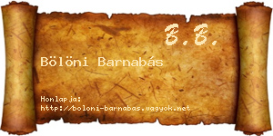 Bölöni Barnabás névjegykártya